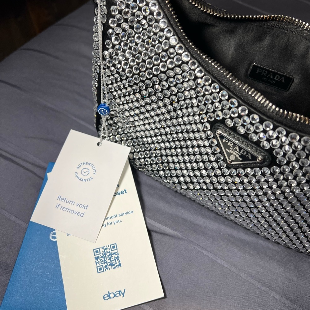 Prada Silver Rhinestone Shoulder Bag and Pouch - Picture 7 of 9